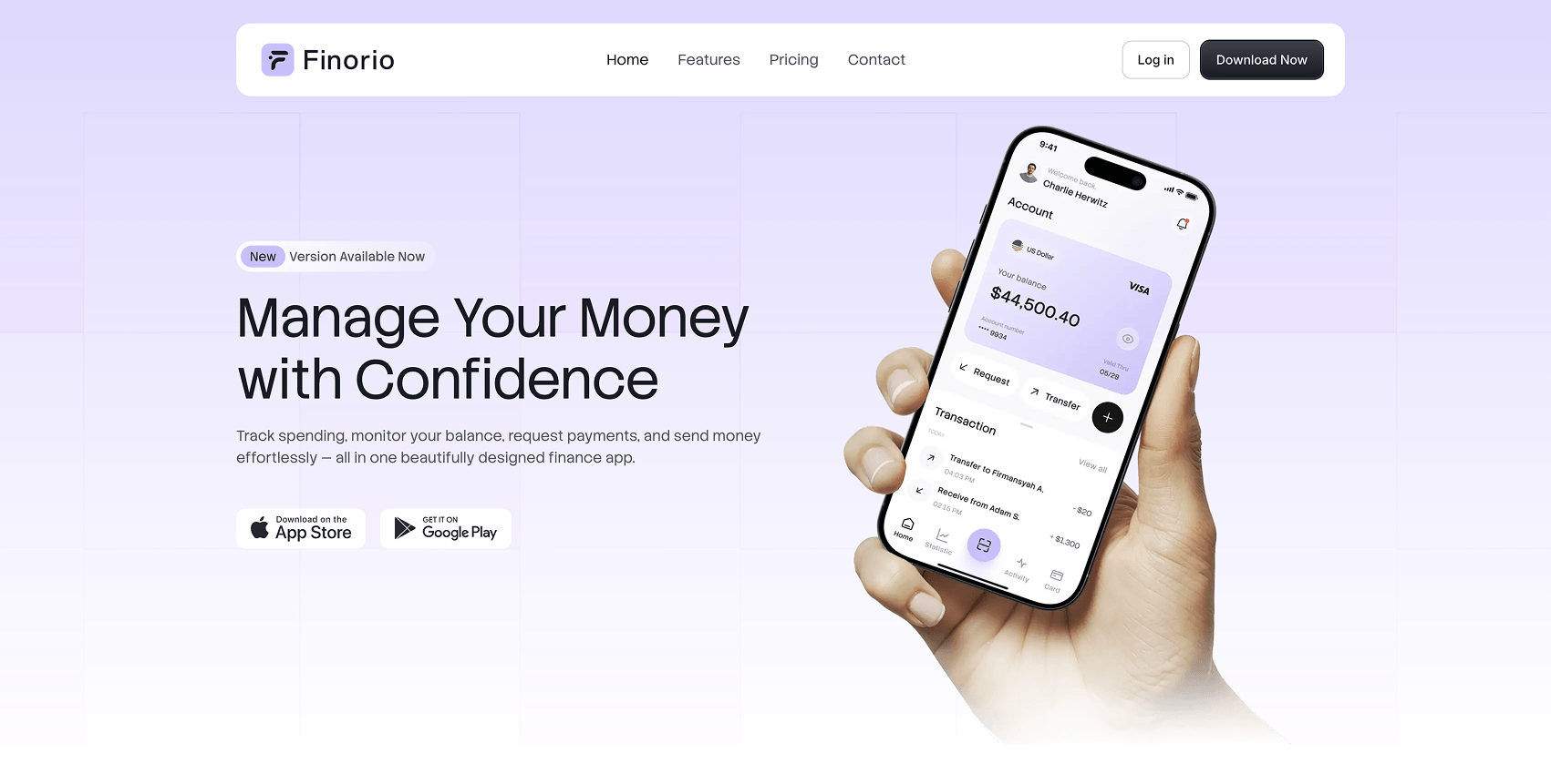 Finorio - Next.js Fintech, Finance and Digital Wallet Template